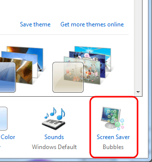 Windows 7 Personalization, Screen Saver